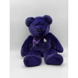 ✨️ Ty Beanie Buddy Princess Diana Purple Bear 14" Large Plush White Rose 1998